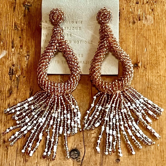 NWT Anthropologie Deepa Beaded Tassel Hoop Chandeliers - Picture 5 of 16